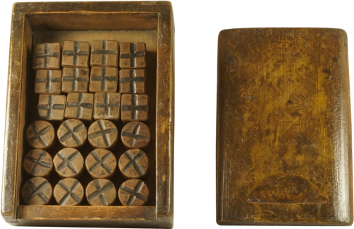 Antique 19th Century Children's Wooden Game Tic Tac Chess