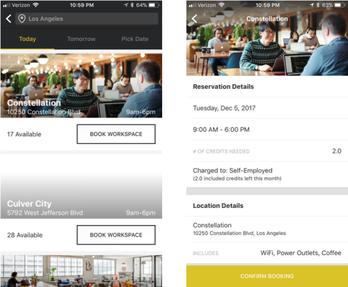 Booking A Workspace From The Book Space Tab Wework App Book Space