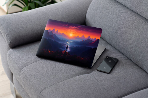 laptop skin3 sunset horizon standing alone mountains scenery ai art 4k wallpaper uhdpaper.com 715@1@