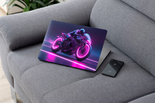 laptop skin3 motorcycle ride neon digital art 4k wallpaper uhdpaper.com 117@3@a