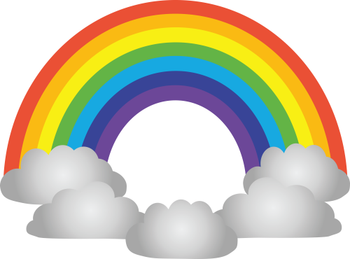 , , Rainbow With Clouds Png