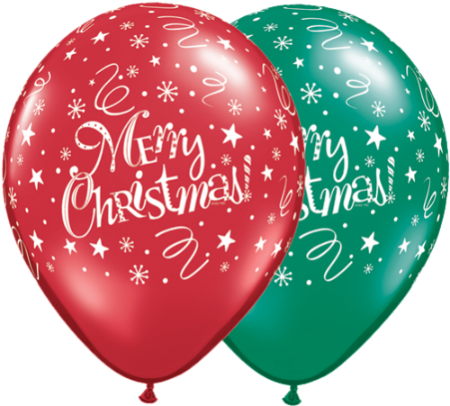 11'' Christmas Message And Swirl Pattern On Red And Qualatex 11 Inch Latex Balloon Christmas