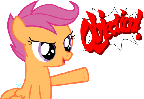 Ace Attorney, Objection, Safe, Scootaloo, Simple Background, Ace Attorney Objection Sticker