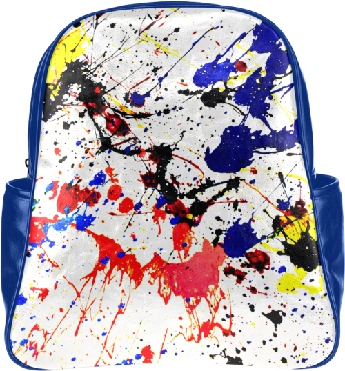 Blue & Red Paint Splatter Multi pockets Backpack Black Splatter Paint Apron