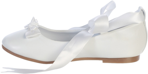 Ballet Flats White Dress Shoes W Satin Ribbon Tie Girls Ballet Flat