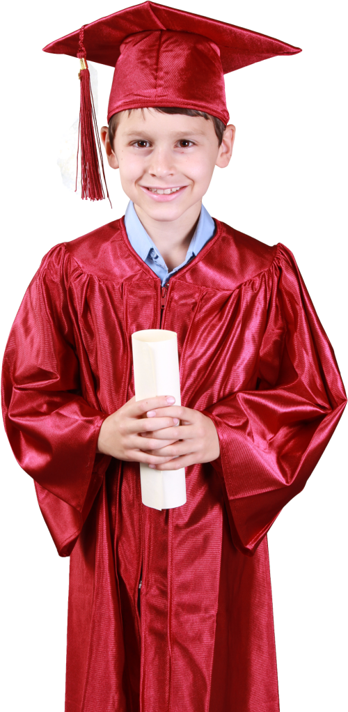 Young Boy Wearing Red Graduation Gown Png Image Boy In Graduation Dress