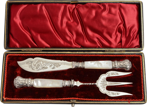 Victorian Silver Plated Butter Knife & Bread Fork Set Blade