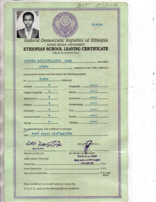 High school certificate