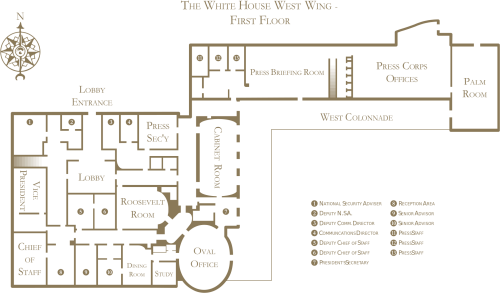 White House West Wing Floorplan1 President Bunker White House