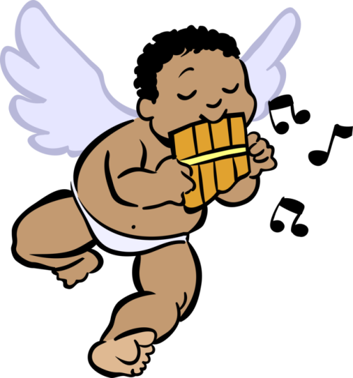 Vector Illustration Of Winged Cupid Angel God Of Desire Black Baby Angels