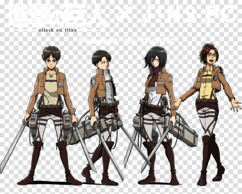 Attack On Titan Character Outfits Clipart Eren Yeager Attack On Titan Wall Scroll Mikasa