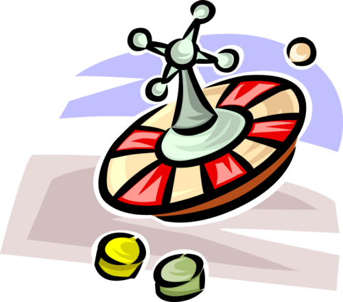 Vector Illustration Of Casino Gambling Games Of Chance Roulette