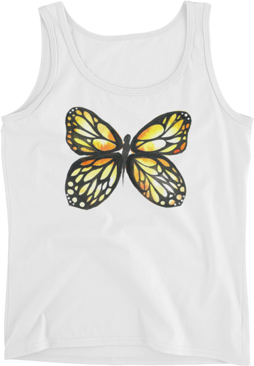 Black & Yellow Butterfly Ladies Active Tank