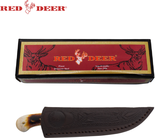 7 In Red Deer® Hunting Knife Real Bone Handle Purple Red Deer Shaving Barber Vintage Straight Razor