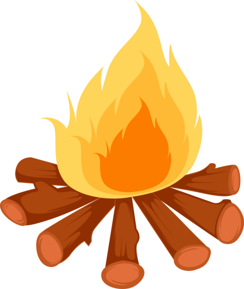 Black And White Campfire Clipart Fire Camping Vector Png