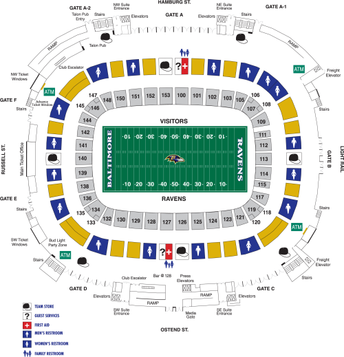 Baltimore Ravens Stadium Map M T Bank Diagrams Ravens Stadium Seating Chart