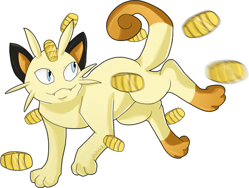 #052 Meowth Used Pay Day And Night Slash Cartoon