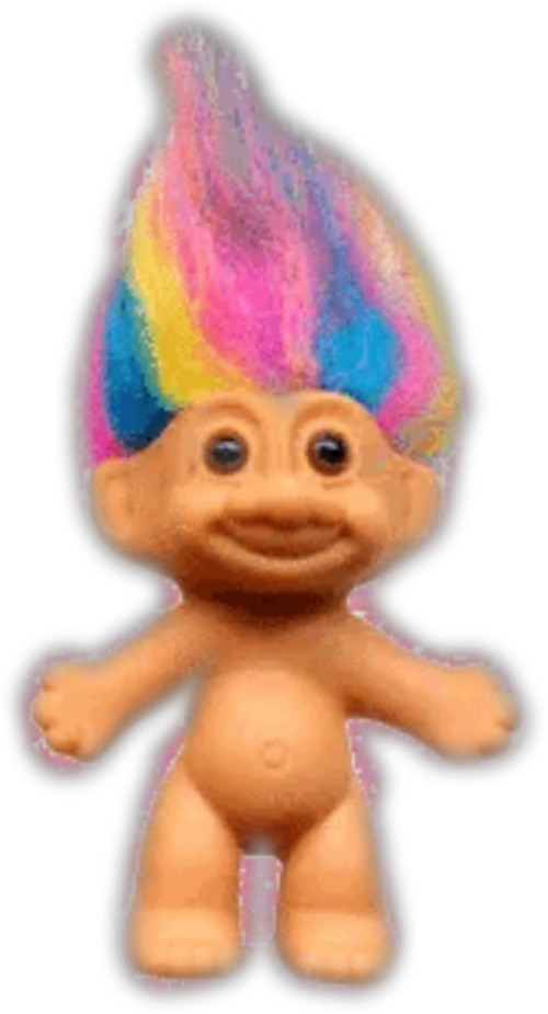 Vintage Sticker Troll Doll Transparent Background