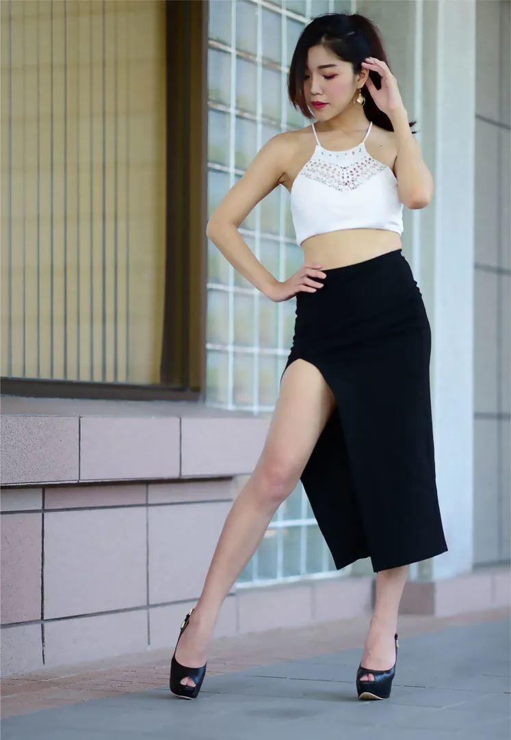 [街拍丝足] NO.162 莎莎 露肚高叉长裙高跟美腿 #街拍丝足、美足#[122P]-087