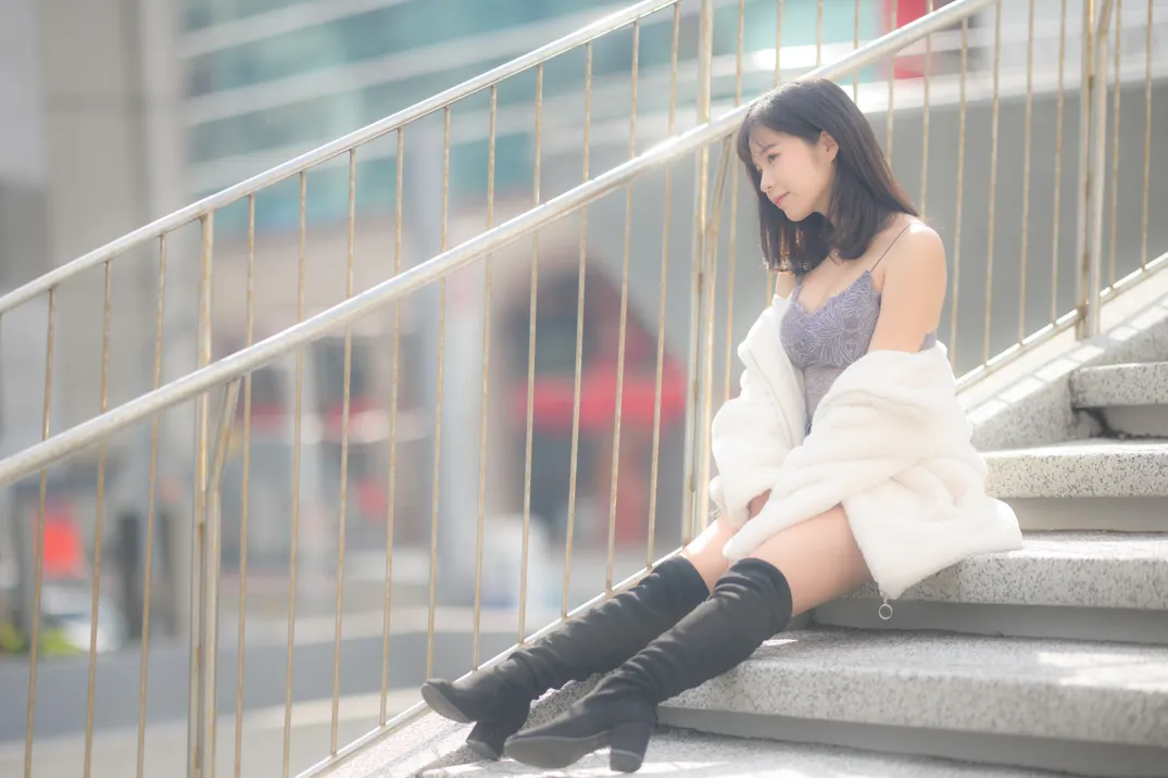 [街拍丝足] NO.215 YoYo 牛仔短裤长靴 #街拍丝足、美足#[109P]-037